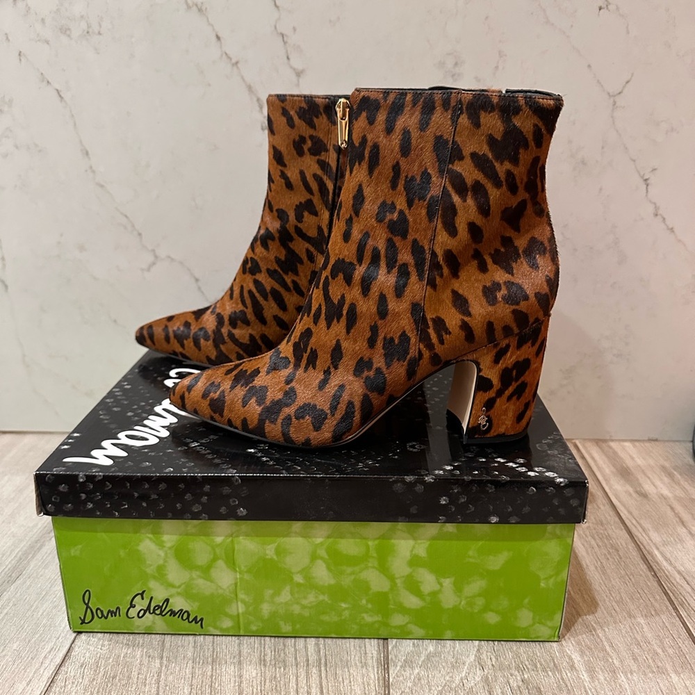 Sam Edelman Leopard Print Ankle Boots Size 9